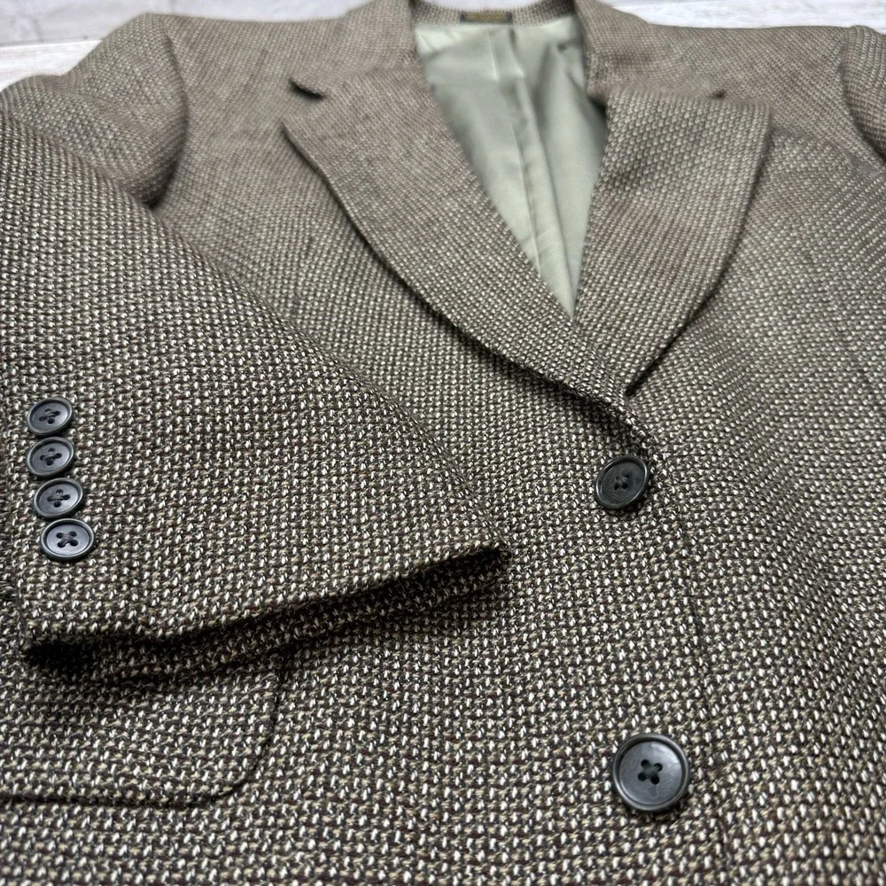 Vtg Oscar de‎ la Renta Mens Sport Coat Blazer 41R 100% Wool 2 Button Houndstooth